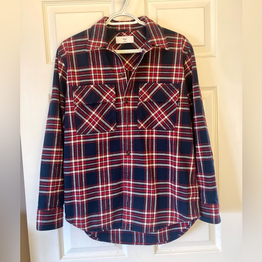 Aritzia TNA oversized plaid shirt jacket